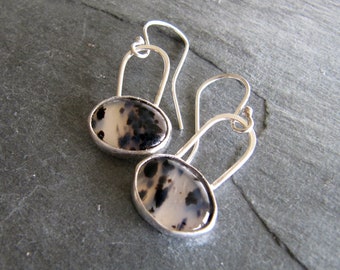 Montana Agate and Silver Dangle Earrings