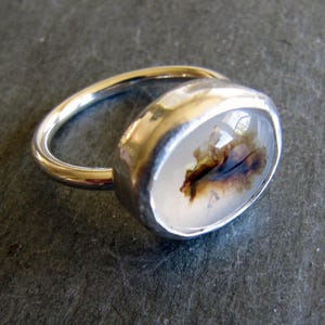 Ring of Dendritic Agate and Sterling Silver