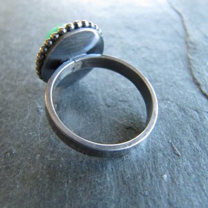 Chrysoprase Ring in Sterling Silver with Bead Wire Trim and Oxidized Finish image 5