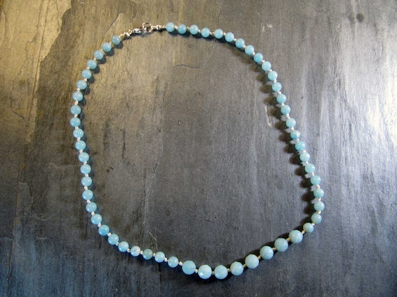 Sweet Amazonite Necklace Hand Knotted on Silk