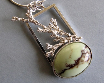 Collana in argento sterling con crisoprasio e cipresso
