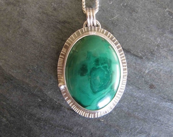 Necklace of Malachite and Sterling Silver