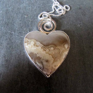 Heart Pendant of Laguna Crazy Lace Agate and Sterling Silver