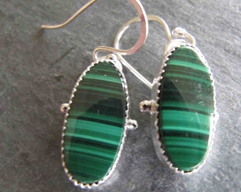 Malachite and Sterling Silver Earrings