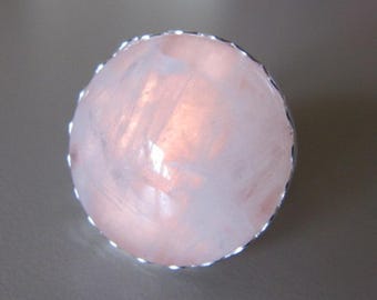 Rose Quartz Ring in Silver and Copper