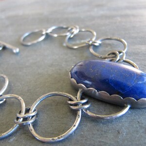 Bracelet with Lapis and Hand Made Chain in Sterling Silver image 2