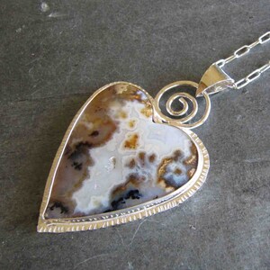 Pendant of Madagascar Agate Heart and Sterling Silver