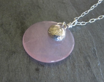 Sweet Pendant of Rose Quartz and Sterling Silver