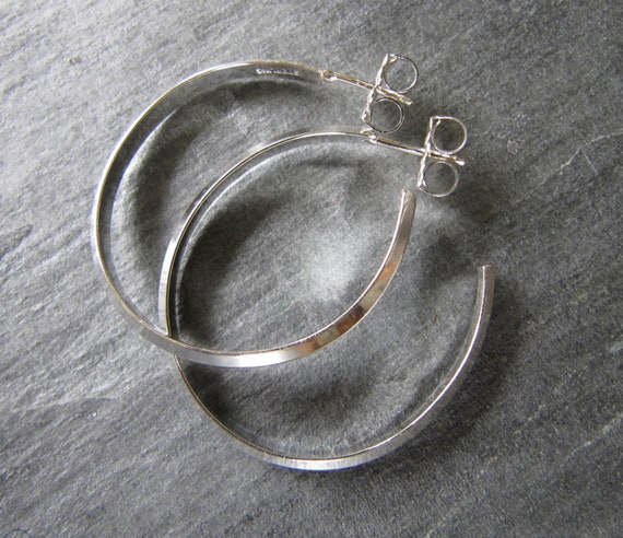 Simple Hoop Earrings in Sterling Silver - Etsy Simple Hoop Earrings in Sterling Silver - Etsy