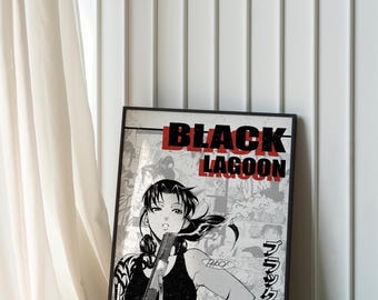 ブラック・ラグーン アニメポスター：レヴィの銃を吸うマンガアート