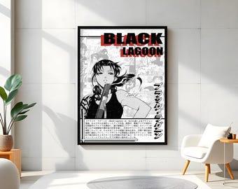 ブラック・ラグーン アニメポスター：レヴィの銃を吸うマンガアート