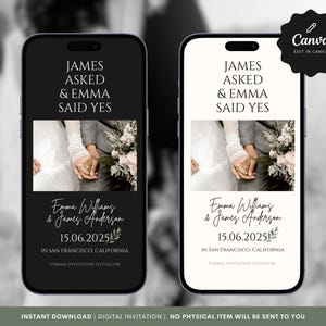 Save The Date Template, Electronic Save The Date Digital, Save the Date Digital Download, Smartphone, Greenery Template, Editable in Canva