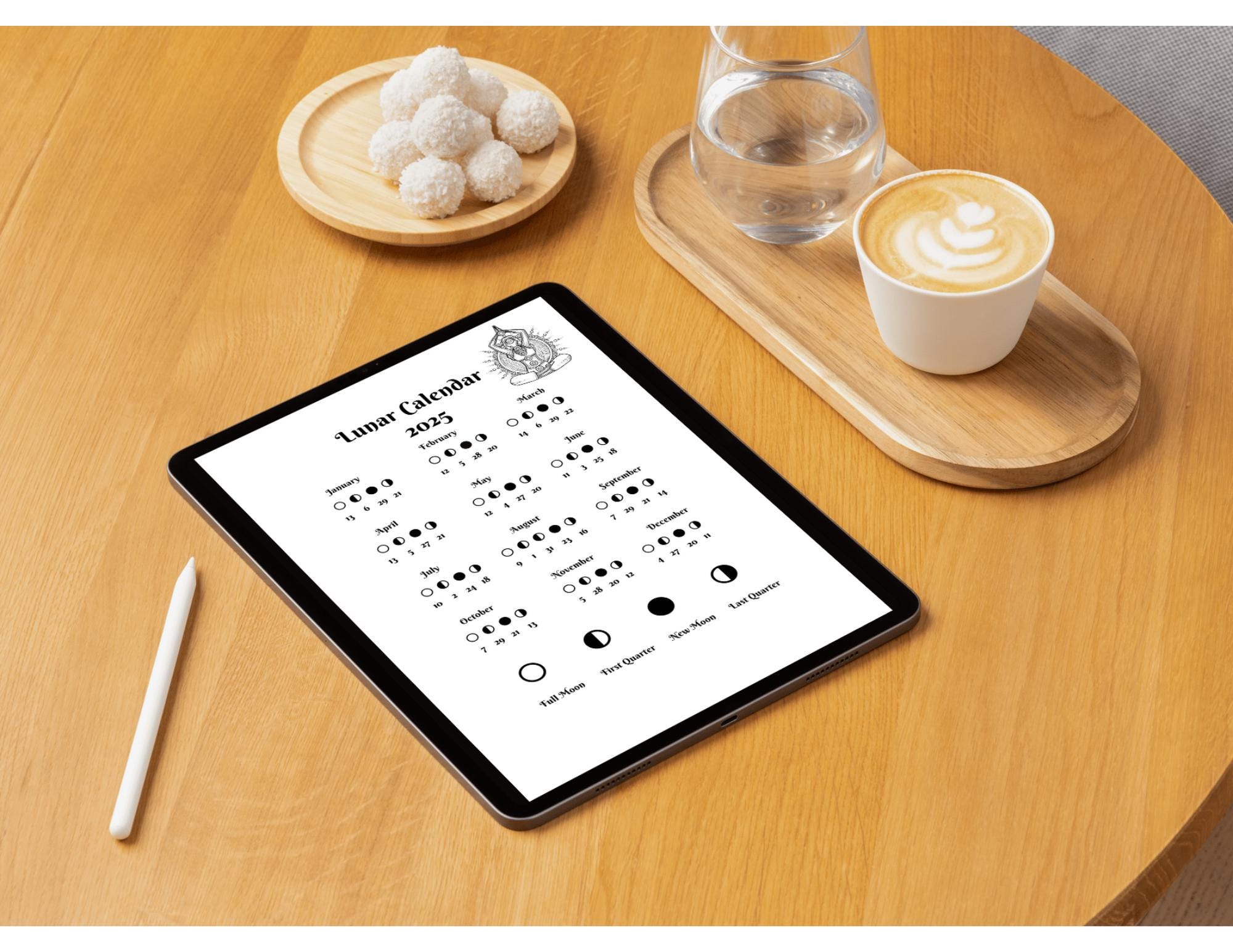 2025 Lunar Calendar PDF & PNG Formats Moon Phases Etsy