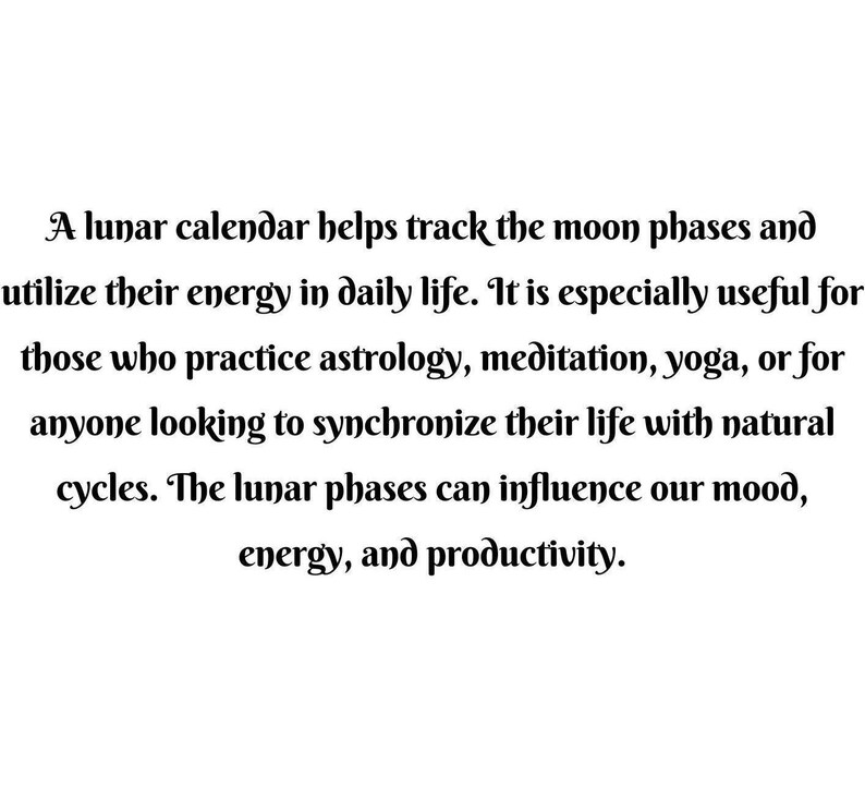 2025 Lunar Calendar PDF & PNG Formats Moon Phases Etsy