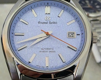 Generalüberholte Grand Seiko Automatikuhr: 43 mm Edelstahl, auffallendes blaues Ziffernblatt