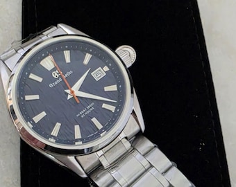 Generalüberholte Grand Seiko Automatikuhr, 43 mm Edelstahlgehäuse, auffälliges Ziffernblatt