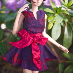 Lila Kleid mit japanischem Muster, Kleidung für Smartdoll, Dollfie, BJD, feeple60, Sd13 und Puppen im Maßstab 1:3