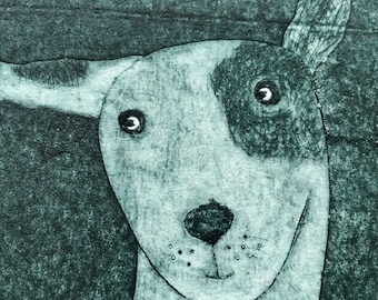 Mrs. Dingley's Dog  Original Hand printed Collagraph