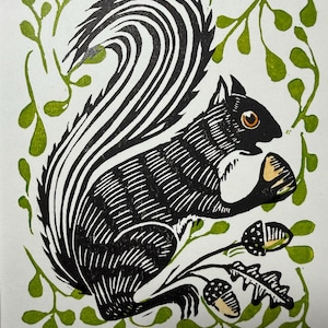 Original Hand Made Print. "Squirrel"