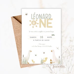 Invitation anniversaire ou baptême personnalisée - goose - oie - Imprimée ou Numérique PDF