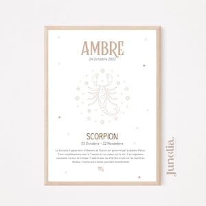 Children's astrological sign poster, constellation, children's character poster, astral illustration, birth gift, printed or digital