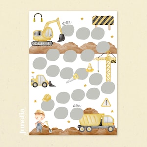 Potty training chart for children, construction site training chart, personalized potty training chart