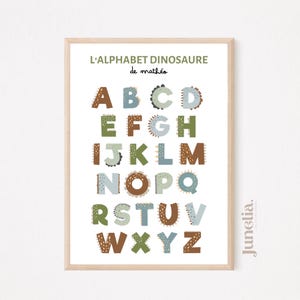 Poster "L'alfabeto dei dinosauri di...", poster personalizzato, poster educativo, arredamento della sala giochi, apprendimento, dinosauri.