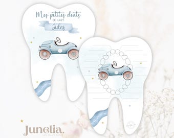 Personalized Quenottes cards "car", quenotte, baby tooth card, baby tooth