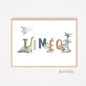 "Dinosaurs first name" poster, personalized poster, educational poster, playroom decor, learning, dinosaurs.