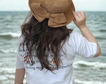 Boho-Strohhut für Damen, breitkrempiger, gewebter Sommer-Strandhut mit Schleife, handgefertigter Natur-Urlaubshut