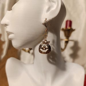 Halloween Pumpkin Earring, Gold Plated Pumpkin Earring, Minimalist Spooky Earrings, Halloween Pumpkin Jewelry, Gift for Her, unisex
