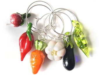 Vegetable wine glass markers MTO / wine glass charms Murano glass