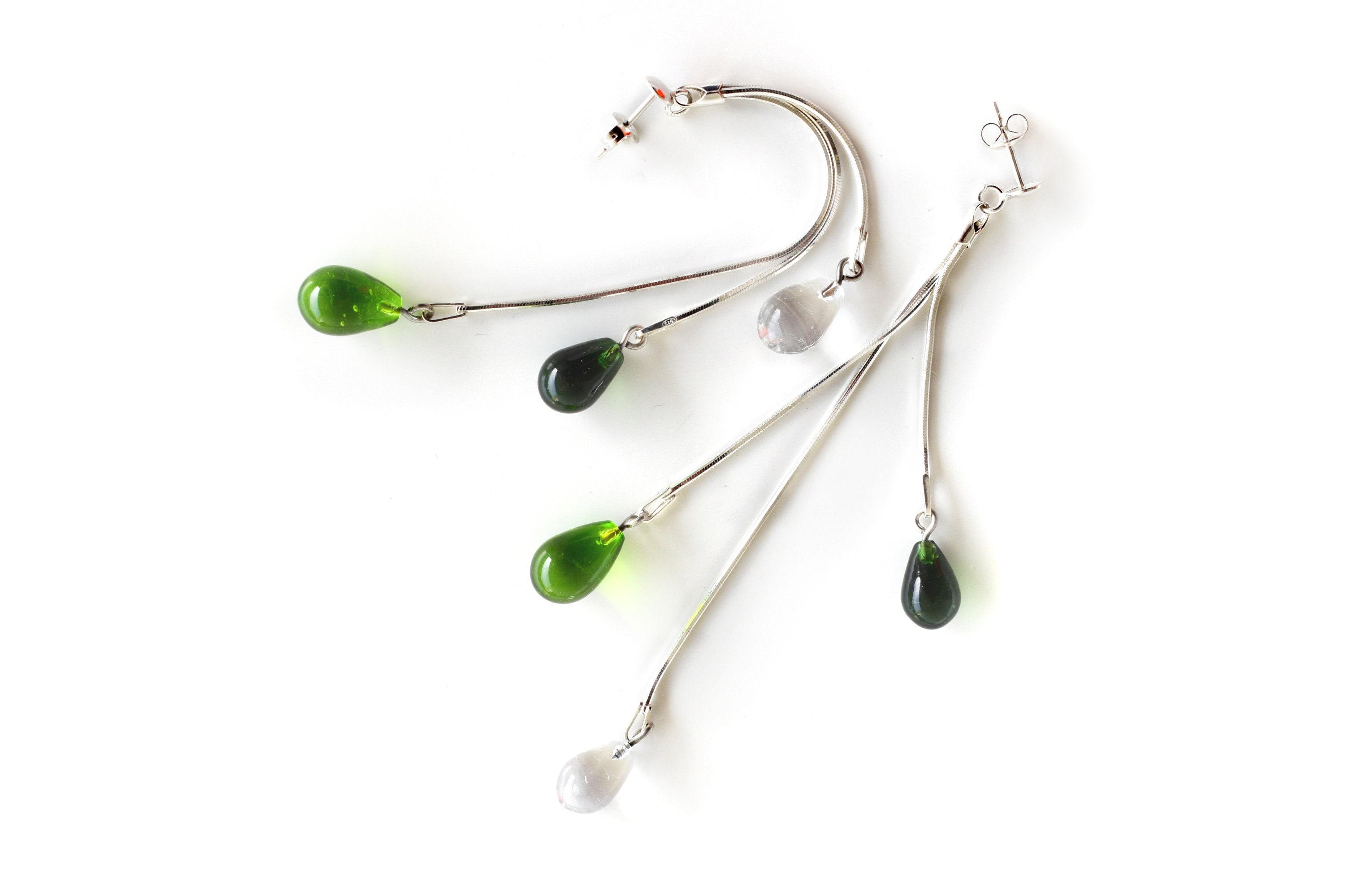 Sterling SILVER 925 and TURQUOISE Beads Dangle EARRINGS - Handmade