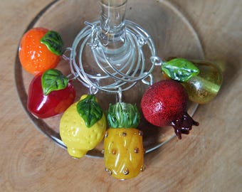 Fruit wine glass markers / wine glass charms MTO Murano glass