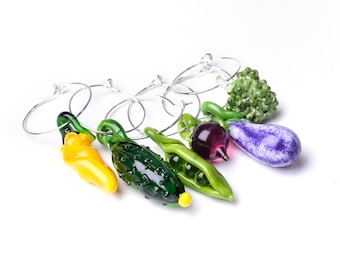 Vegetable wine glass markers MTO / wine glass charms Murano glass