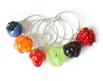 Berry wine glass markers / wine charms MTO Murano glass