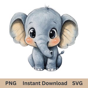 Baby Elephant SVG PNG Baby Girl / Baby Boy png svg / Elephant Baby Shower / Kawaii Cute Elephant Cut Files for Cricut Silhouette Vinyl Iron