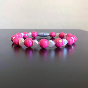 Pink Pet Collar with Pearl Hearts and Break Away Clasp-Necklace for Cat, Kitten or Small Dog, Custom Made Size, Free Shipping!