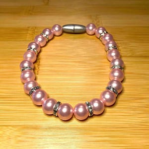 Pink Pearl Pet Collar with Rhinestones and Break Away Clasp-Necklace for Cat, Kitten or Small Dog, Custom Made Size, Free Shipping!
