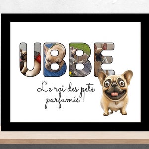 Affiche photos personnalisée chien avec son nom | Design unique avec caricature amusante | Cadeau souvenir compagnon | Animaux de compagnie