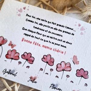 Carte à planter Fête des Grand-Mères – Papier ensemencé avec graines de marguerites – Cadeau fleuri et tendre pour mamie – Carte à semer