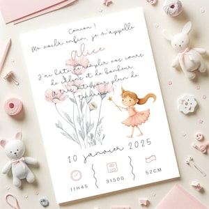 Lot Faire-part de naissance personnalisé _ Carte de naissance nouveau-né _ Faire part naissance avion garçon _ Carte naissance fille fleurs