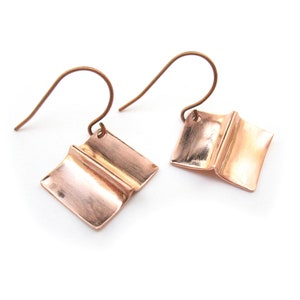Book Lover Earrings Open Book Copper Hardcover Softcover Book Earrings Aged Shiny Copper Book Reading Earrings Handmade