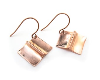Handmade Copper Book Earrings: Book Lover Jewelry
