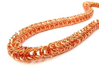 Necklace Custom Queen&#39;s Link Byzantine Chainmaille Necklace in Copper