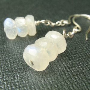 Rainbow Moonstone Earrings Sterling Silver