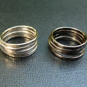 Argentium Sterling Silver Stacking Rings - Small Tiny Thin Skinny Hammered Minimalist Stacking Boho Ring Tarnish Resistant