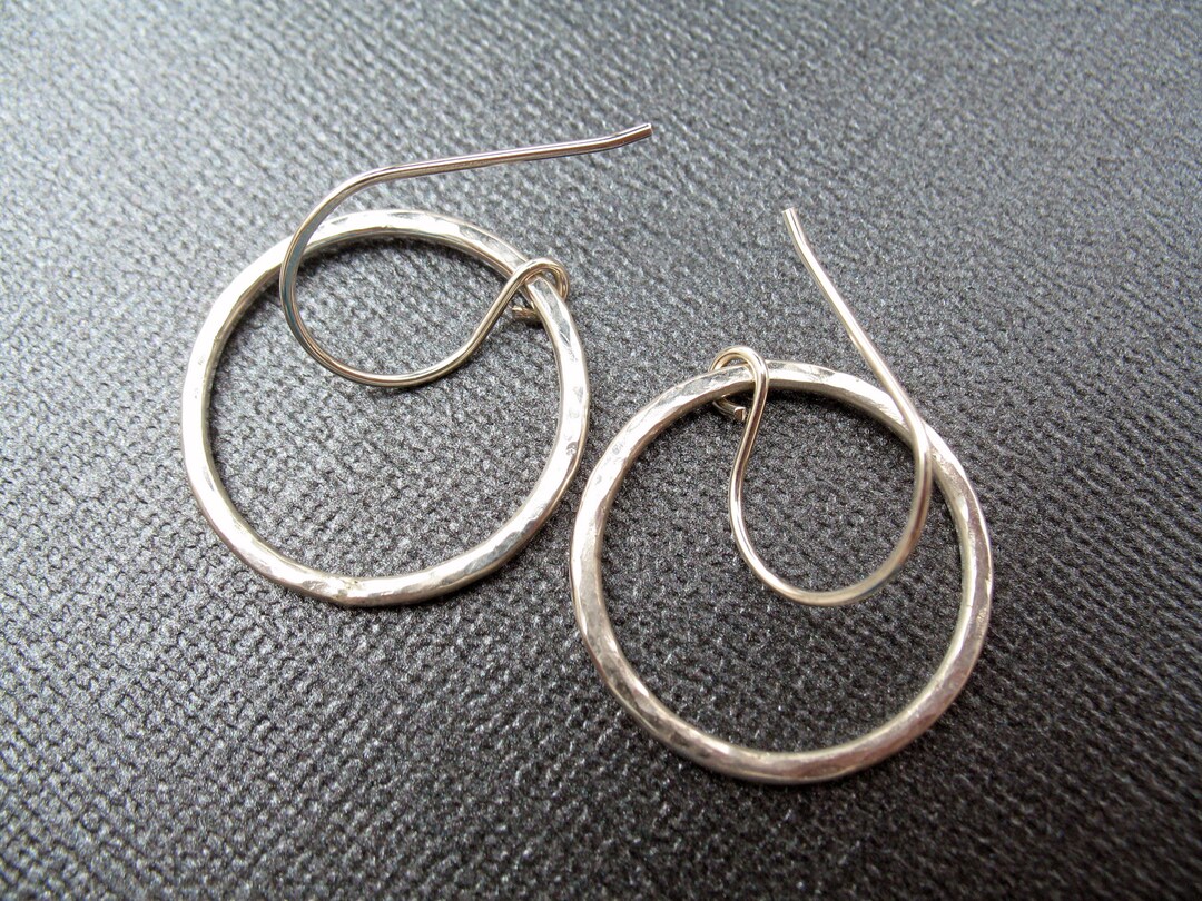 Hoop Earrings Hammered Argentium Sterling Silver Minimalist