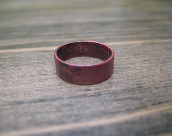 Flame Colored Copper Ring 6mm Width - Rustic Fire Red Ring