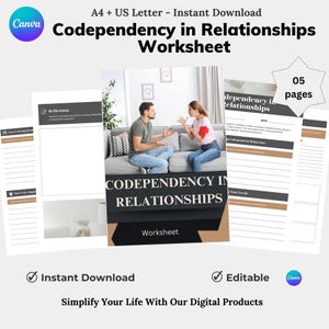 Codependency  Worksheet, Codependency in Relationships Worksheet, Healthy Boundaries Tools, Couples Mental Health Therapy